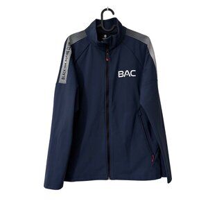 Black Yak Navy Striped Sleeves Performance Full Zip Jacket Mens Size Medium